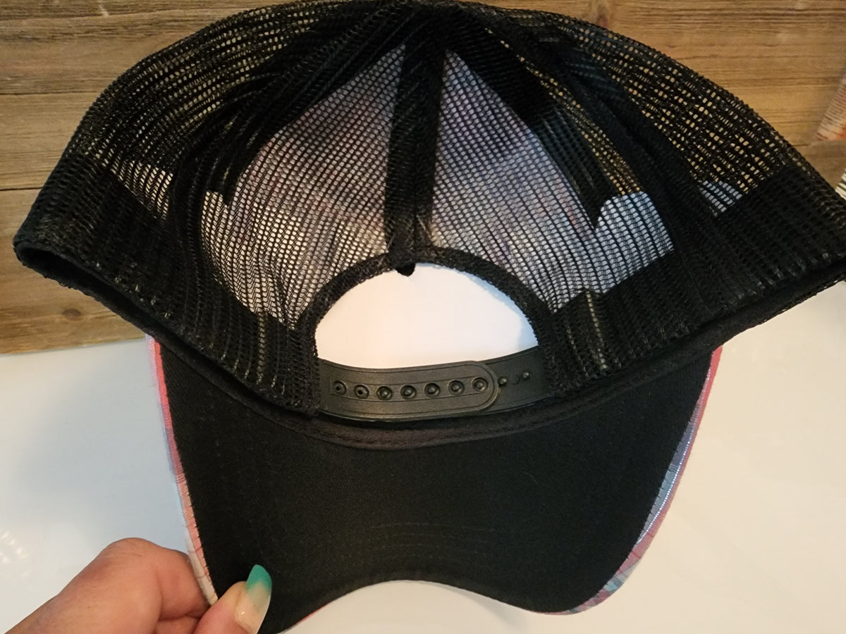 Plaid blank hat