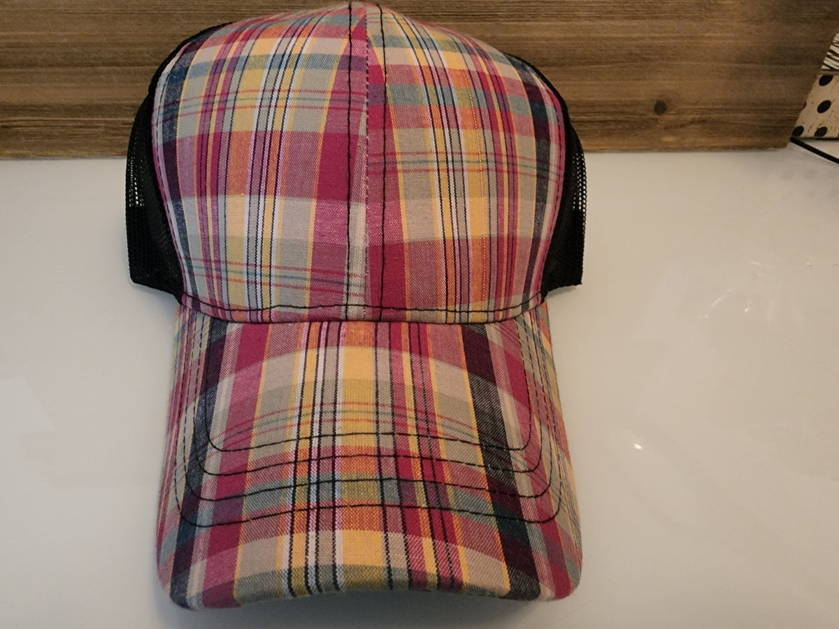 Plaid blank hat
